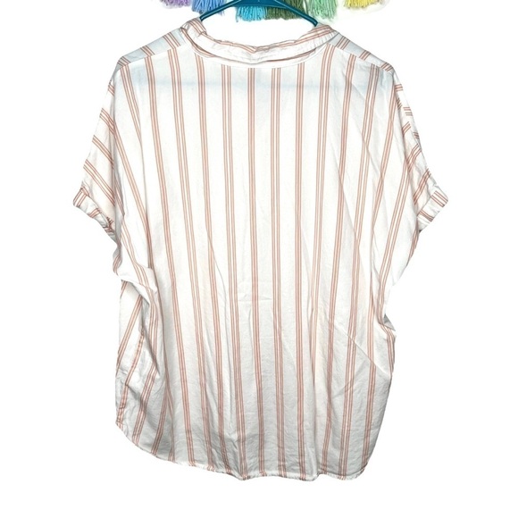 Universal Thread White and Pink Striped Doleman Sleeve Button Up Top Size XL - Picture 8 of 14